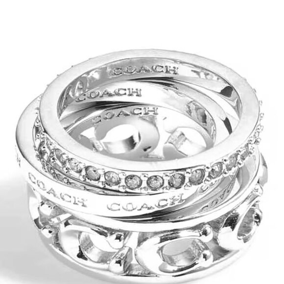Coach Silver Signature Metal Ring Set - Picture 1 of 3
